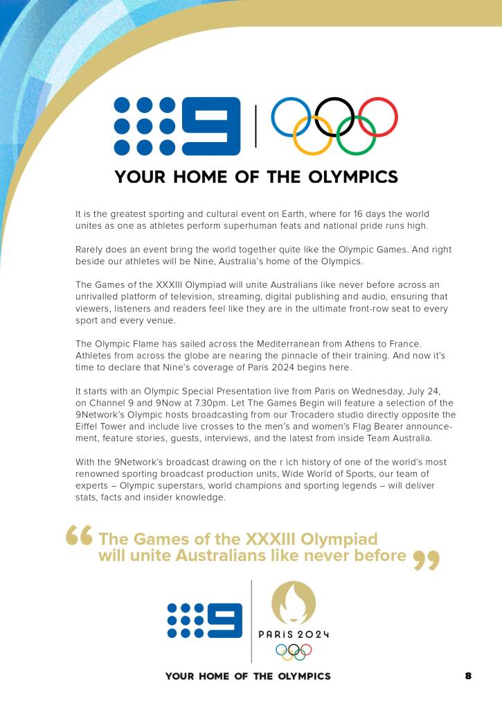 Nine announces full Olympics schedule 